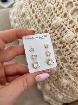 Trio de brinco cristal